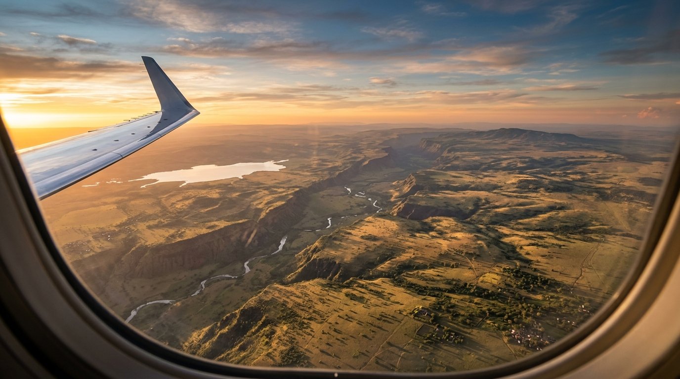 Aerial view of the Great Rift Valley from NEXORA private jet